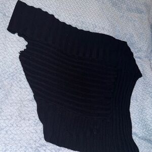 Black Ribbed Women's Sweater Pullover
